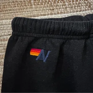 Aviator Nation Black Sweatpants with White Chevron Detail thumbnail 3