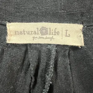 Natural Life Wide Leg Jumpsuit Overalls Womens Large Black Gauze Cotton Pocket L thumbnail 10