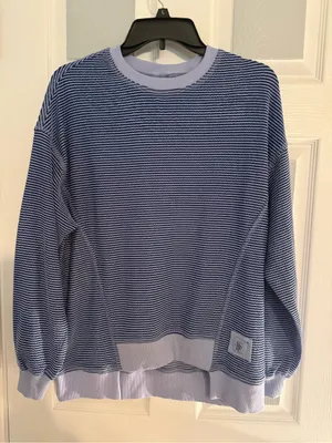 Altar’d State Striped Navy & Light Blue Crewneck Pullover thumbnail 2