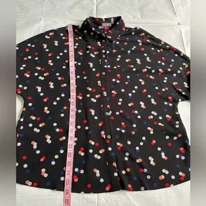 Vince Camuto Black Button-Up Blouse with Red, White‎ & Blue Polka Dots thumbnail 5