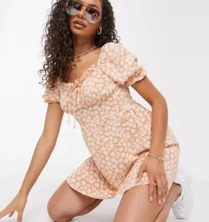 MISSGUIDED Tie‎ Bust Milkmaid Floral Dress Size 8 thumbnail 1
