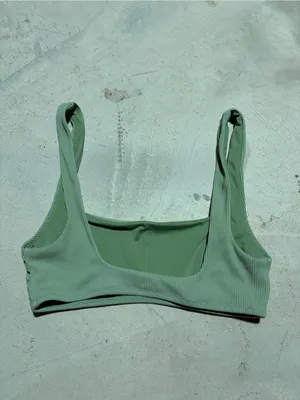 Aerie scoop Ribbed Sage Green Bikini Top small thumbnail 2