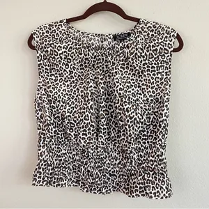 J. Crew Leopard Print Cotton‎ Poplin Hyacinth Top Size Medium thumbnail 2