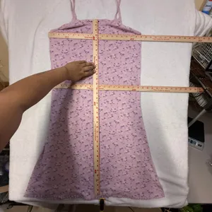 VTG‎ Unbranded M Lavender Pink Floral Cami Midi Dress Lettuce Trim Y2K Coquette thumbnail 8