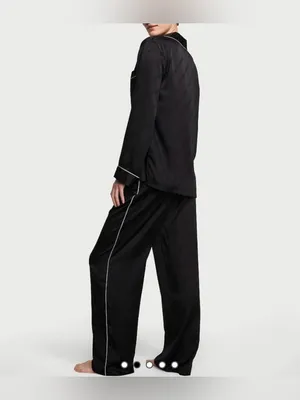 Victoria Secret Women’s Signature Satin Jacquard Black Pajama Set Size M Short thumbnail 2