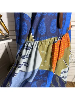Vintage 90s boho dress patchwork hippie langenlook paisley floral 70s cottage M thumbnail 7