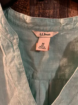 L.L. Bean LINEN Size M Mint Green / turquoise tunic top ( L8) thumbnail 3