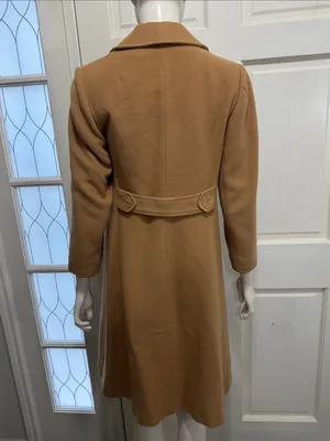 Vintage 1970s 100% Cashmere Metallic Dome Buttons Tailored A-Line Coat thumbnail 9