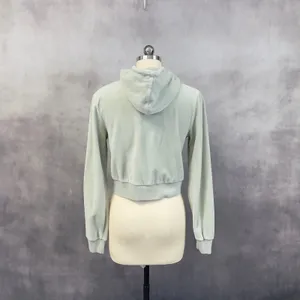 John Galt Brandy Melville Velour Zip Up‎ Hoodie Women OS Crop Soft Street Y2K thumbnail 4