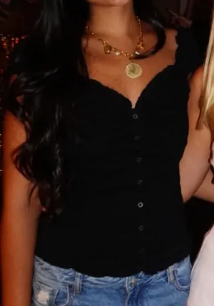 Brandy Melville Black Button Up Going Out Top thumbnail 1