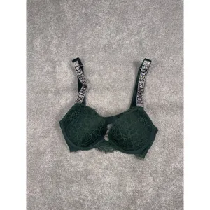 Victoria's Secret Bombshell Shine Strap Lace Push-Up Bra Green 32A thumbnail 2
