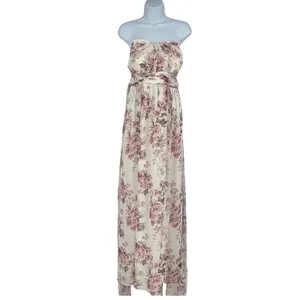 Birdy Grey XXL Floral Strapless Maxi Dress Pink White Chiffon Bridesmaid Wedding thumbnail 2