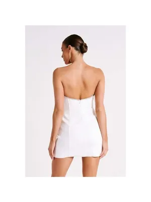 NWT Meshki Suiting Mini Dress XL White Diamante Rope Crystal Trim Strapless thumbnail 3