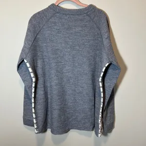 Boden Women's Grey White Houndstooth 100%‎ Wool Raglan Sleeve Sweater US 14 thumbnail 9