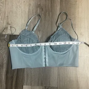 Garage Bustier Womens PS Medium Seafoam Combo Lace Bra Clasp Cropped thumbnail 6