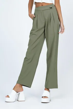 Princess Polly Asymmetric Green Pants thumbnail 2