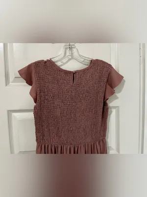 Women's Tiered Smocked Midi Dress in Dusty Pink Sz L thumbnail 5