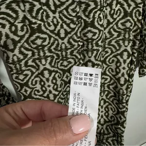 NWT‎ ZARA Printed Modal Midi Dress Green/Cream Small Boho Tribal Resortwear thumbnail 10