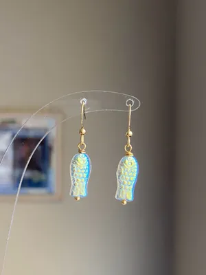 Handmade quality Czech glass beads fish unique dangle earrings⭐️🐟💕 thumbnail 5