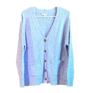 Ella Moss Womens Small Raglan Sleeve Button Front Cardigan Sweater Light Blue thumbnail 2