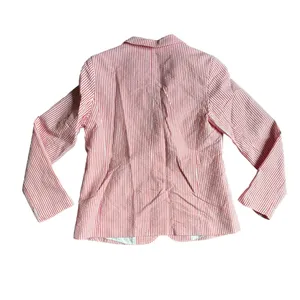 Talbots Size 8 Seersucker Blazer Jacket Coral White 2 Button Notched Collar thumbnail 4