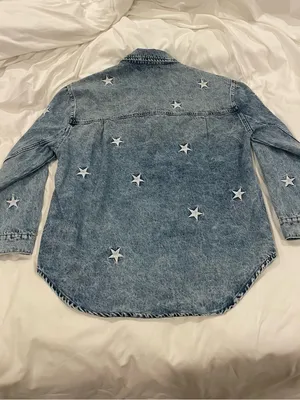 Mineral Wash Star Embroidered Denim Jacket thumbnail 12