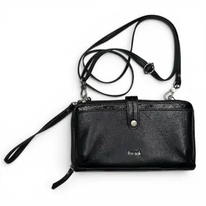 The‎ Sak Iris Smartphone 3 In 1 Crossbody Wristlet Wallet Black Leather Embossed thumbnail 2