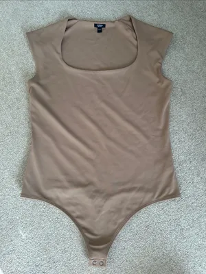 Express “Body Contour” Women’s Tan/Nude One-Piece Bodysuit- Size Large thumbnail 1