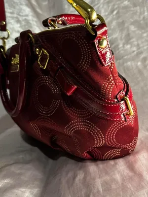 Vintage Y2K Coach Signature Op Art 2Way Burgundy Shoulder Bag thumbnail 4