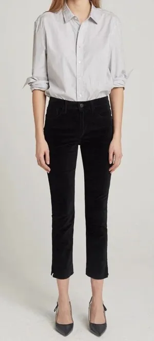 3x1 Higher Ground Jeans Pants Slim Straight Cropped Velvet Black Size 29‎ thumbnail 1