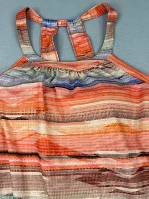 prAna Cantine Dress M Peach Bonita Stripe Halter Shelf Bra Stretch Athleisure thumbnail 2