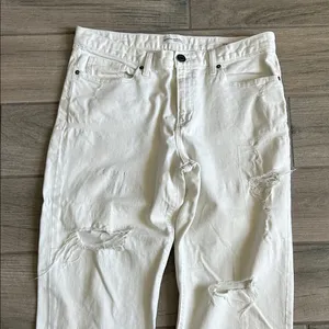 Banana Republic White Distressed Boyfriend Jeans thumbnail 5