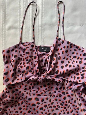 Vici Pink & Black Leopard Print Cutout Knot Maxi Dress Size L thumbnail 11