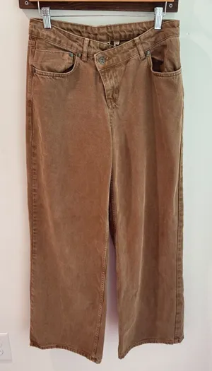 The Ragged Priest Alina Low Rise Baggy Brown Crossover‎ Waist Jeans Size 26 thumbnail 1