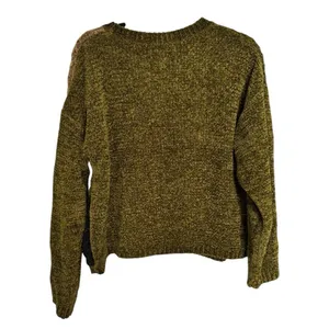All Points Vintage Dark Colorblock Boxy Chenille Knit Sweater Womens Large thumbnail 2