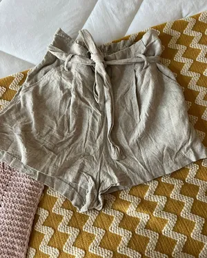Divided Beige Linen Paper Bag Shorts thumbnail 5