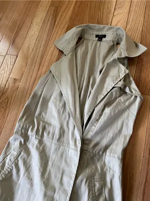 Ann Taylor Safari Beige Khaki Shirt Mini Dress 2 Sleeveless Button Up Preppy thumbnail 3