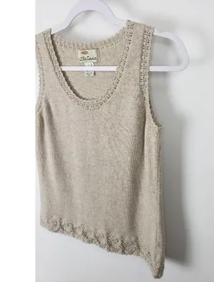 Bob Timberlake Beige Cream Knit Sweater Vest Grandma Grandmacore Size Large thumbnail 5