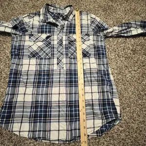 Banana Republic Soft Wash‎ Plaid Tunic Shirt Womens Small Blue White Cotton Top thumbnail 5