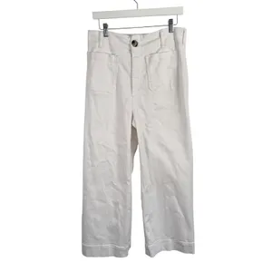 Maeve The Colette Cotton Pants White Wide Leg Crop High Rise Office Womens 31 thumbnail 2