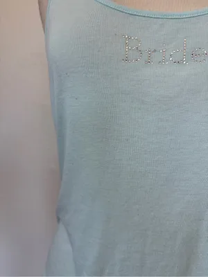 Pastel Blue Lace Rhinestone Bride Tank Top Size L thumbnail 3