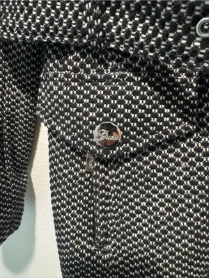 Guess Woven Black & White Belted Trench Coat Jacket thumbnail 4