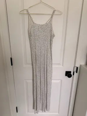 A New Day Summer Dress - White & Black Polka Dot Slit Cami Maxi Dress thumbnail 6