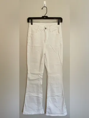 SHEIN High Waist Flare Jeans, White, Size 4, EUC thumbnail 2