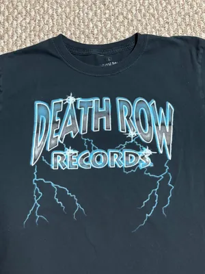 Death Row Records Lightning Rap 90s Style Black T-Shirt thumbnail 2