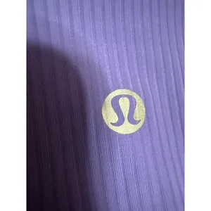 Lululemon Purple Sleeveless Strappy Rib Knit Yoga Athletic Sports Bra Crop Top 2 thumbnail 3