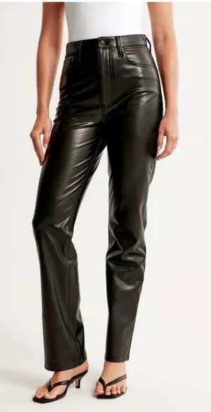 Abercrombie & Fitch Curve Love 90s Faux Leather High Rise Straight Pants 29 thumbnail 1