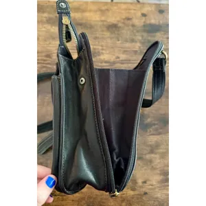 Fossil Black Leather Crossbody Organizer Bag With ID‎ Window And Card Slots thumbnail 4