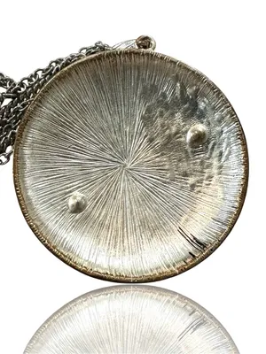 Unique Vintage Silver-Tone Filigree Medallion Necklace with Black Stones thumbnail 3