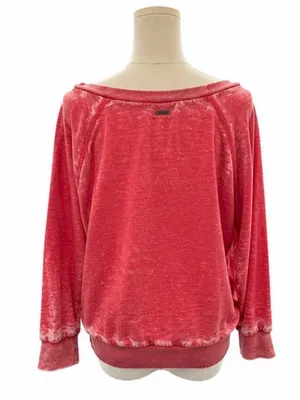 Roxy Size Large Red Burnout Graphic Sweatshirt Wide Neck Surf Beach Pullover thumbnail 3